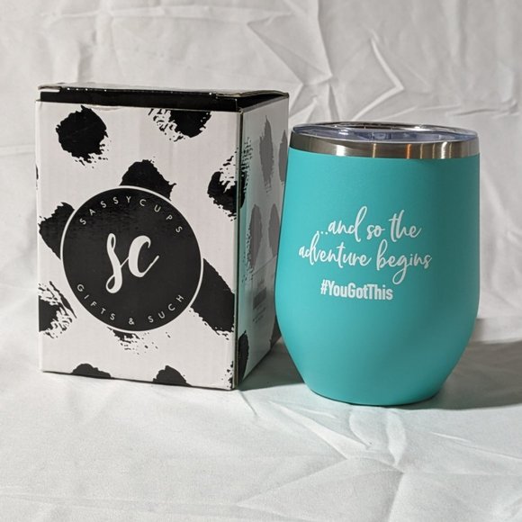 Brand New - Let the Adventure Begin Sassy Cup Tumbler Set in Mint & White - Picture 7 of 10